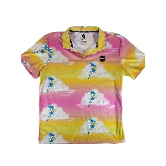 Duvin Design Co Other - Hawaiian Golf Polo Mens Large Tropical Print Duvin Design Day in Clouds Resort